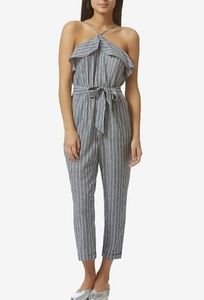 Avec Les Filles Railroad Stripe Halter Jumpsuit XL